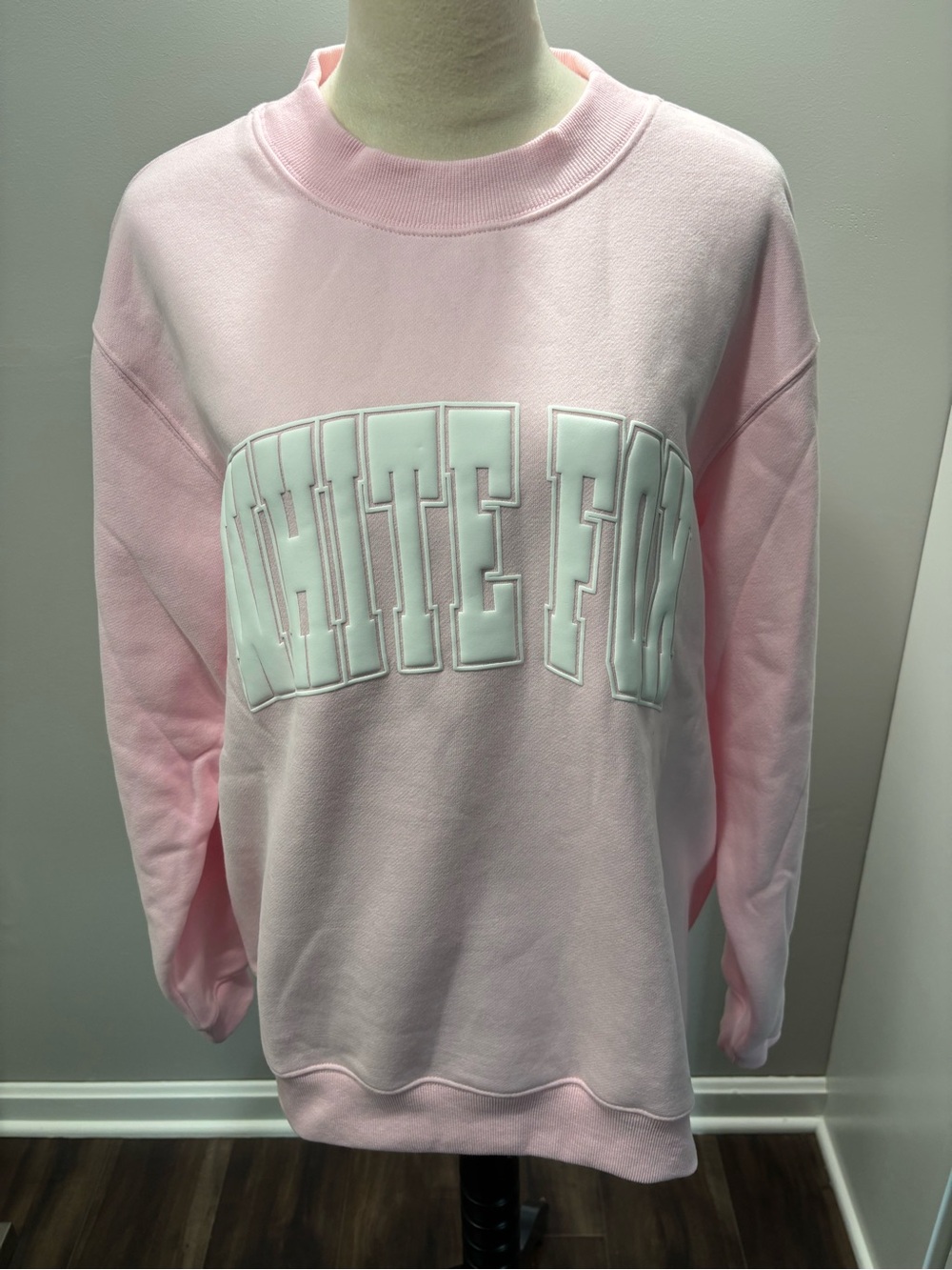 White Fox Brand Pink Logo Crewneck Sweatshirt NWT